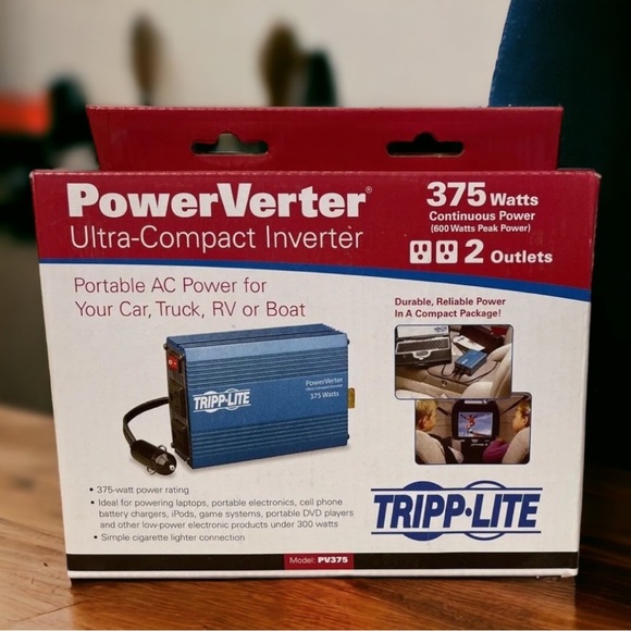 Tripp Lite 375W Ultra Compact Car Power Inverter with 2 Outlets, Blue - NIB - Picture 2 of 15